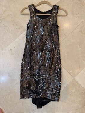 Gryphon Black Sequin Tank Mini Dress